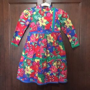 Sylvia Whyte Vintage Girls Dress Colorful Fall
